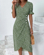 Laluna® | Jurk met bloemenprint en korte mouwen