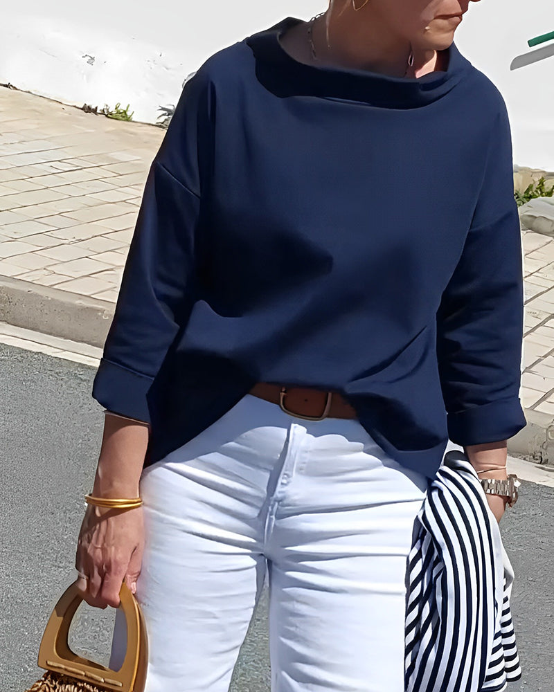Laluna® | Casual top met effen revers