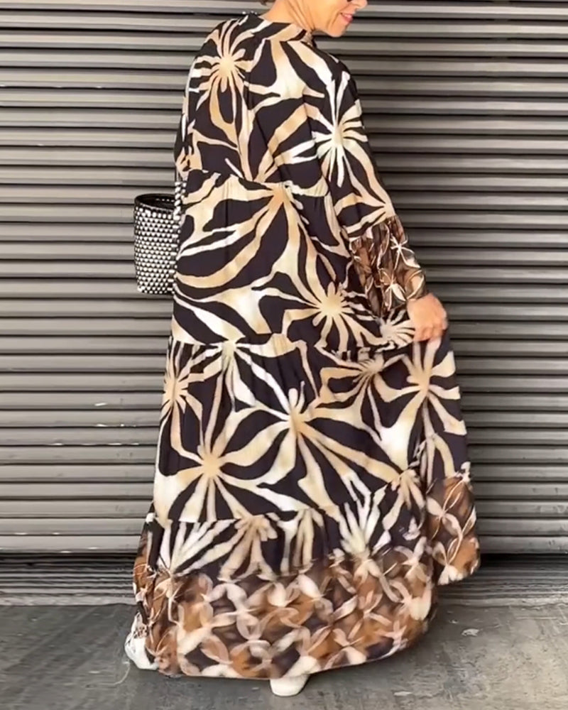 Laluna® | Losse V-hals jurk met print