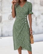 Laluna® | Jurk met bloemenprint en korte mouwen