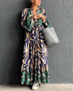 Laluna® | Losse V-hals jurk met print