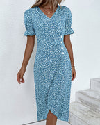 Laluna® | Jurk met bloemenprint en korte mouwen