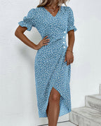 Laluna® | Jurk met bloemenprint en korte mouwen
