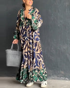 Laluna® | Losse V-hals jurk met print
