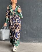 Laluna® | Losse V-hals jurk met print
