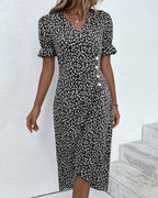 Laluna® | Jurk met bloemenprint en korte mouwen
