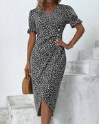Laluna® | Jurk met bloemenprint en korte mouwen