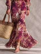 Renske | Roze Maxi Jurk met Bloemenprint en Blote Schouders