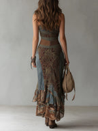Jasmijn | Asymmetrische Maxi Jurk met Gedurfde Print