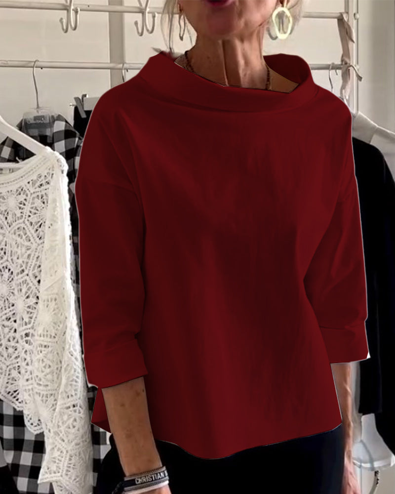 Laluna® | Casual top met effen revers