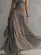 Lieke | Set Top met Kant en Lange Geplooide Rok