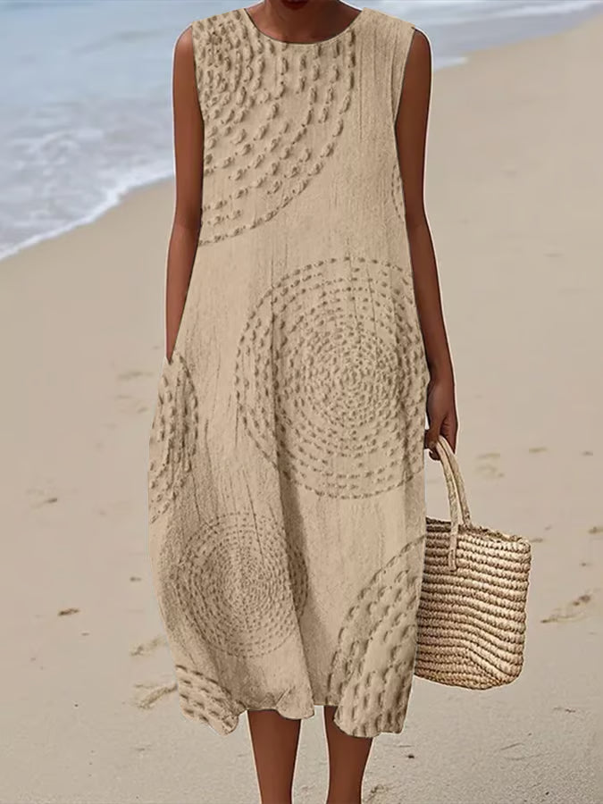 Laluna® | Mouwloze Maxi Dress met structuur