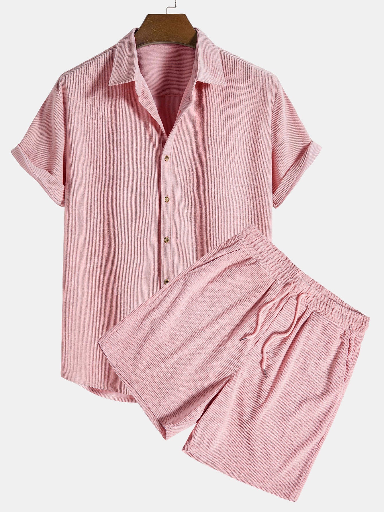 Korte Mouwen Corduroy Overhemd & Shorts
