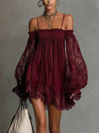 Naomi • Mini-jurkmet off-shoulder halslijn