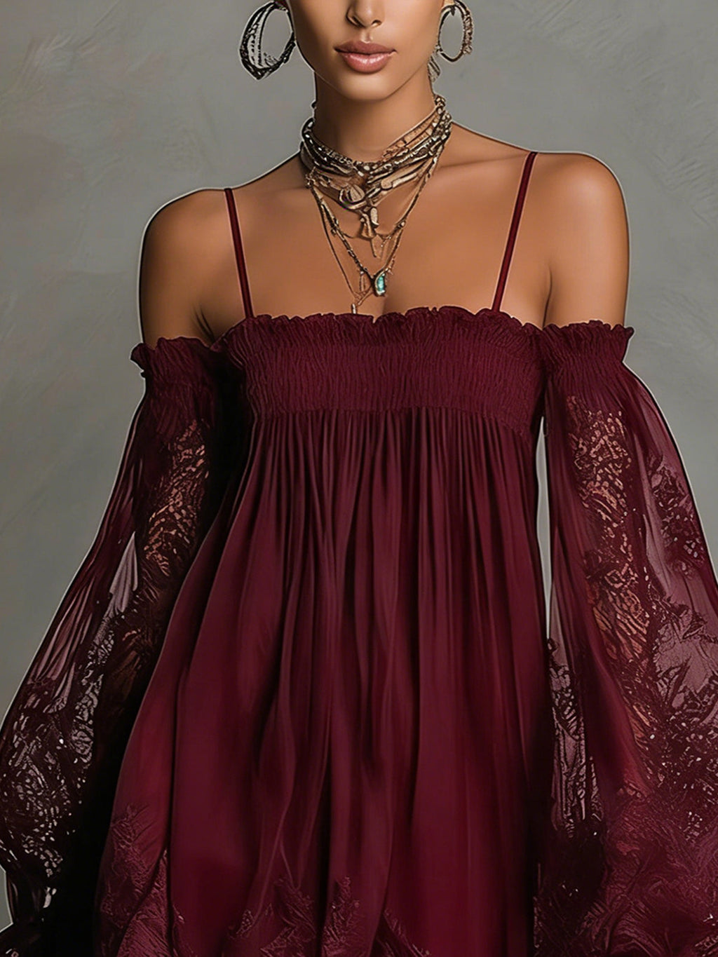 Naomi • Mini-jurkmet off-shoulder halslijn