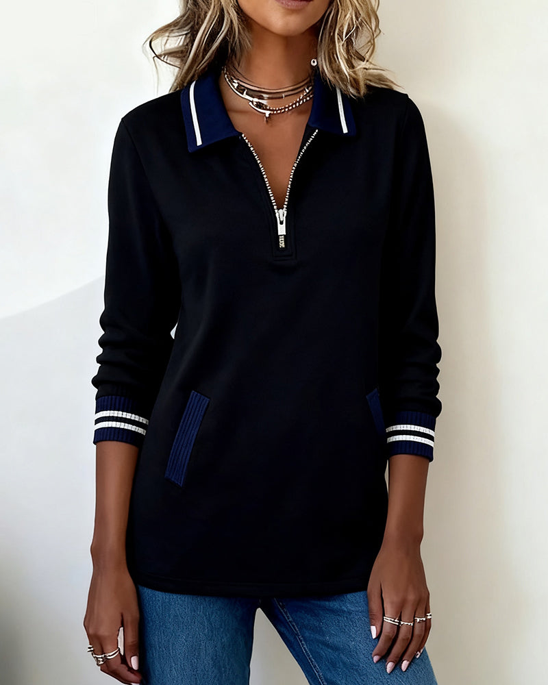 Laluna® | Losse Trui met Revers en Rits