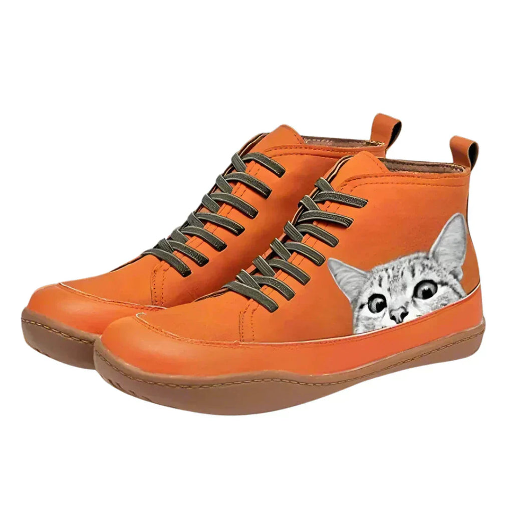 Laluna® | Leren enkellaarsjes voor kattenliefhebbers