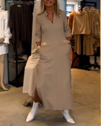 Laluna® | Effen splitjurk met 3/4-mouwen
