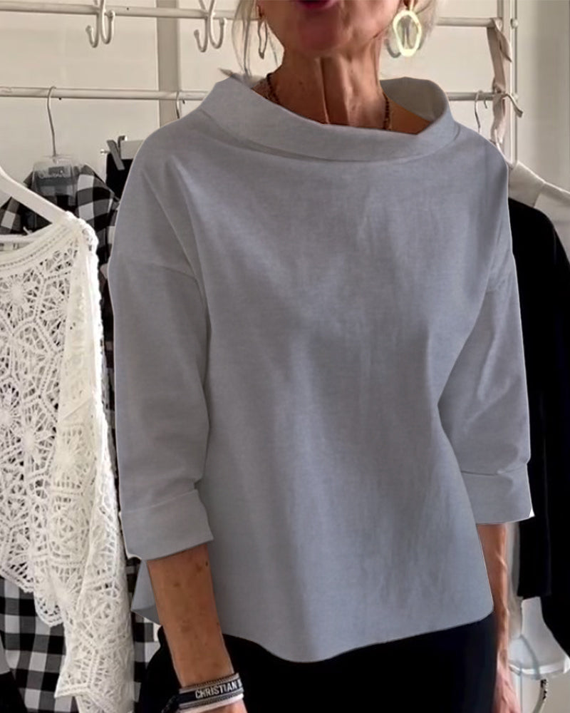 Laluna® | Casual top met effen revers