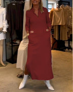 Laluna® | Effen splitjurk met 3/4-mouwen