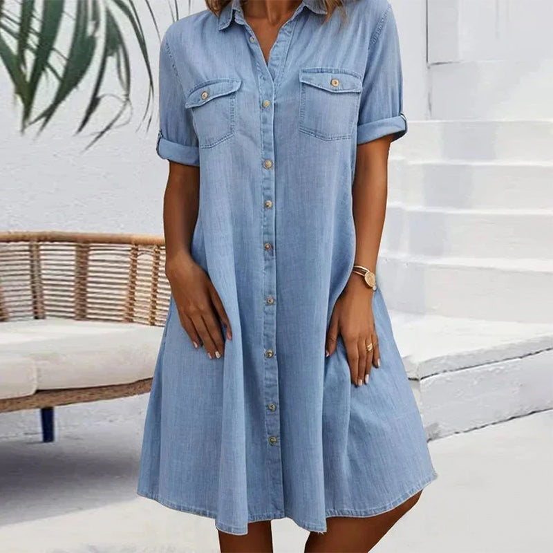 Laluna® | Casual Jeansjurk met Kraag