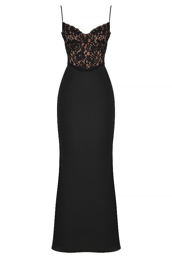 Laluna® | Zwarte Korset Maxi Jurk