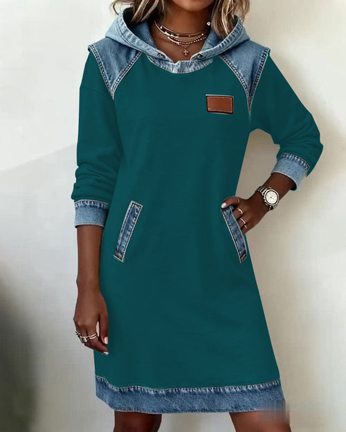 Laluna® | Vestido con capucha y paneles en contraste