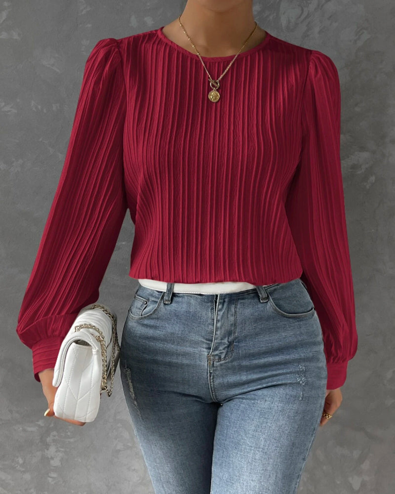 Laluna® | Lantaarnmouwen Effen Blouse