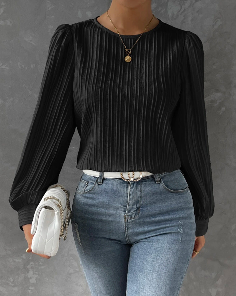 Laluna® | Lantaarnmouwen Effen Blouse