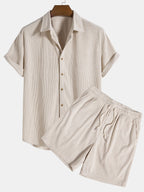 Korte Mouwen Corduroy Overhemd & Shorts