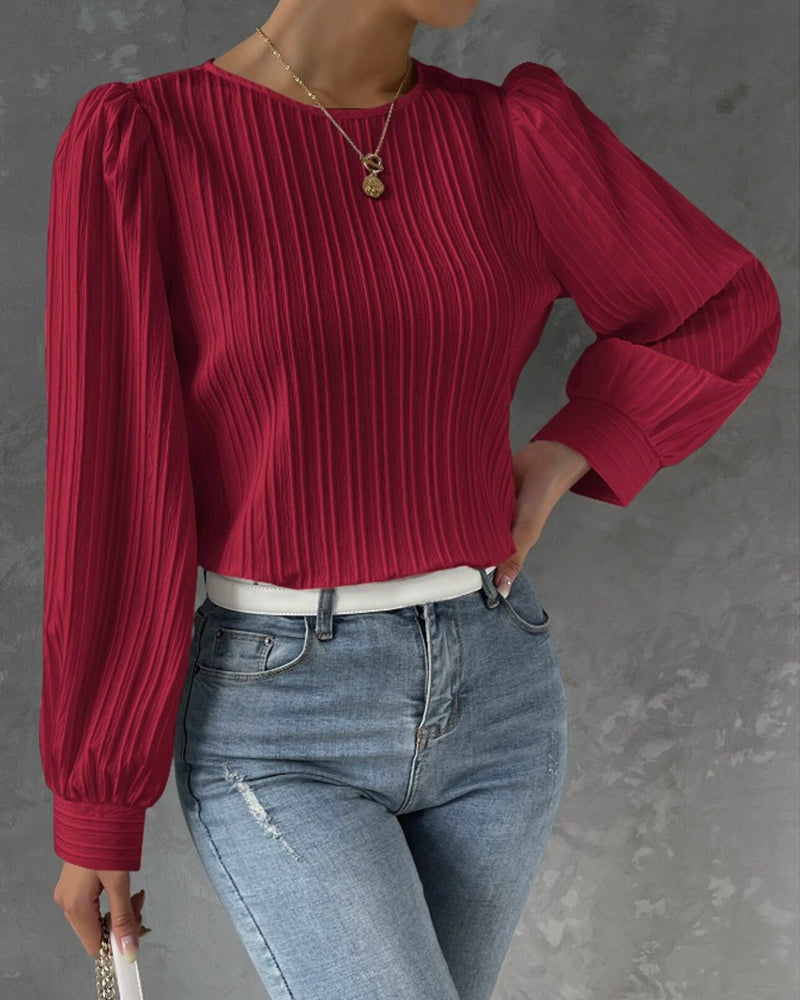 Laluna® | Lantaarnmouwen Effen Blouse