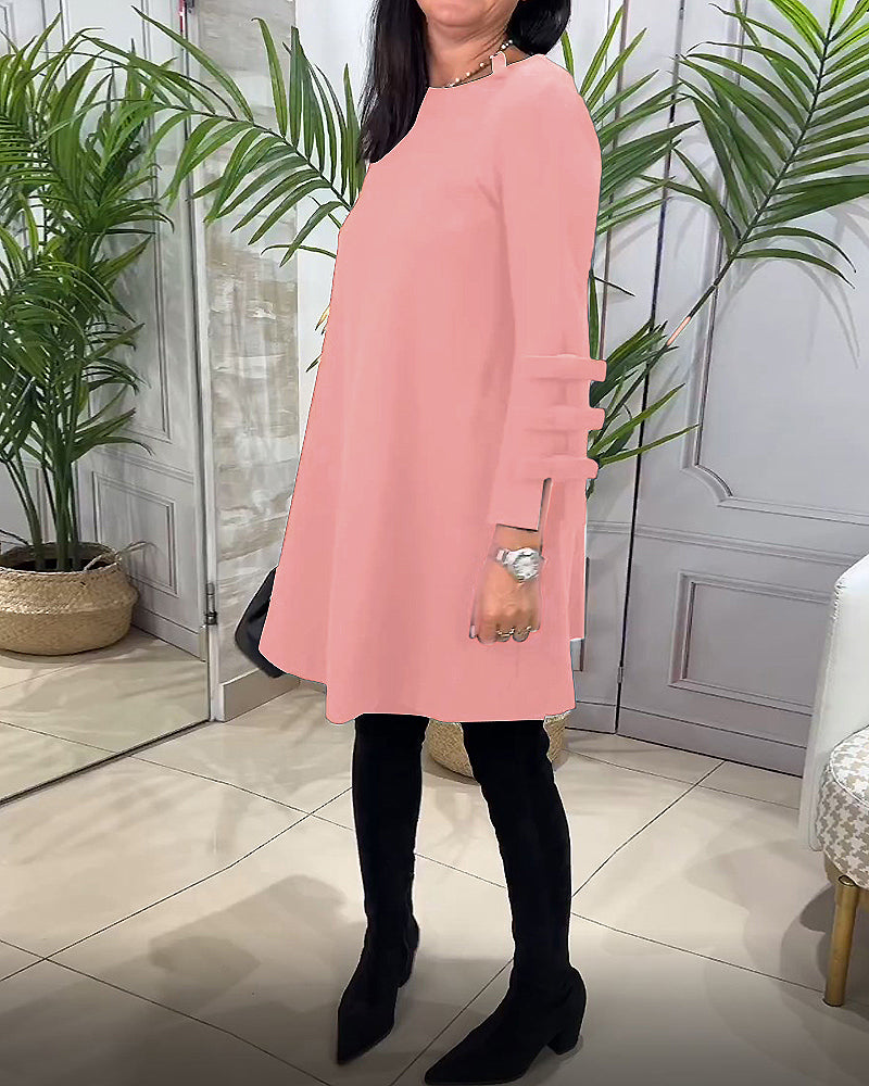 Laluna® | Casual knielange jurk met lange mouwen