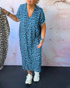 Laluna® | V-hals jurk met luipaardprint
