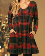 Laluna® | Losvallende geruite kerstjurk