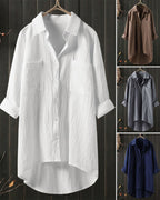 Laluna® | Losse effen blouse met lange mouwen