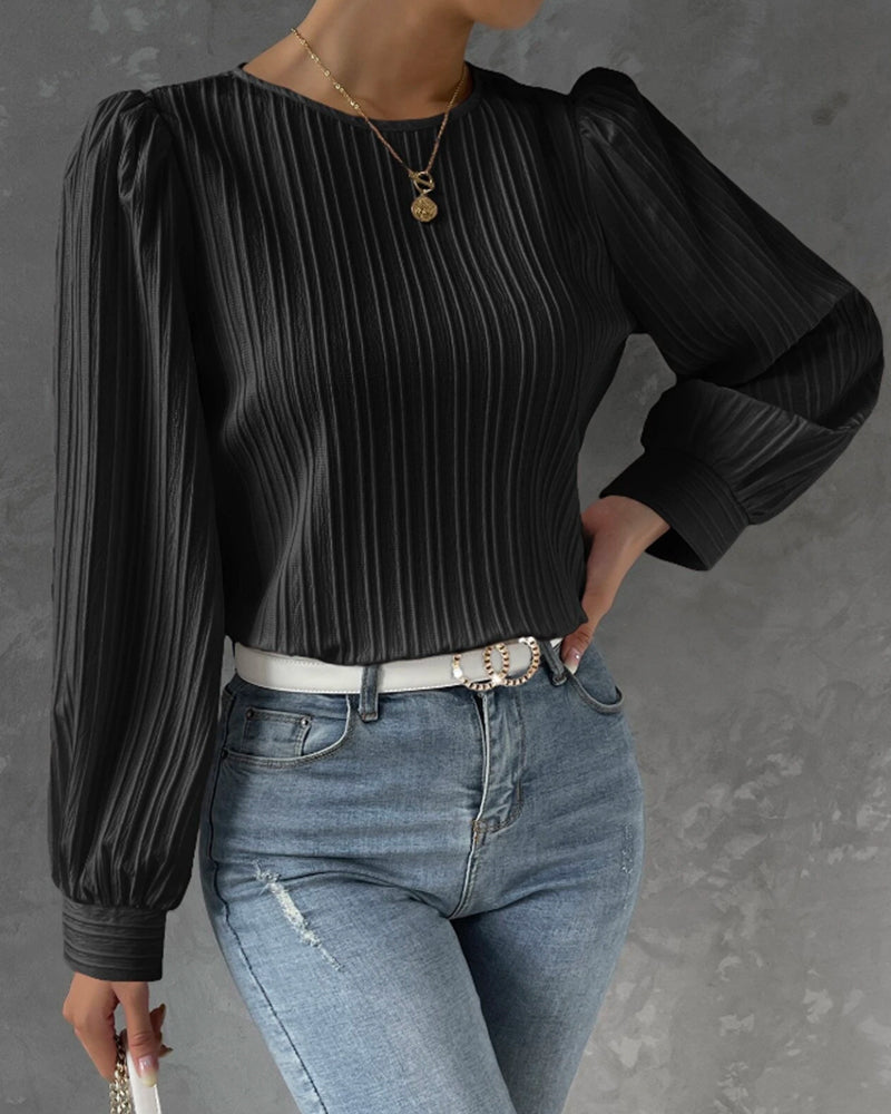 Laluna® | Lantaarnmouwen Effen Blouse