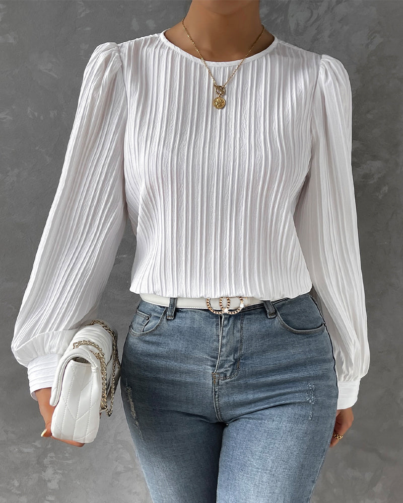 Laluna® | Lantaarnmouwen Effen Blouse