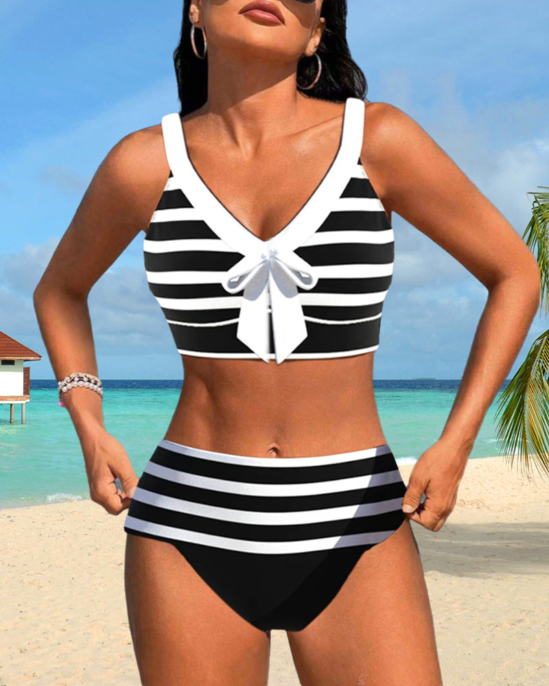 Laluna® | Gestreepte bikini met hoge taille