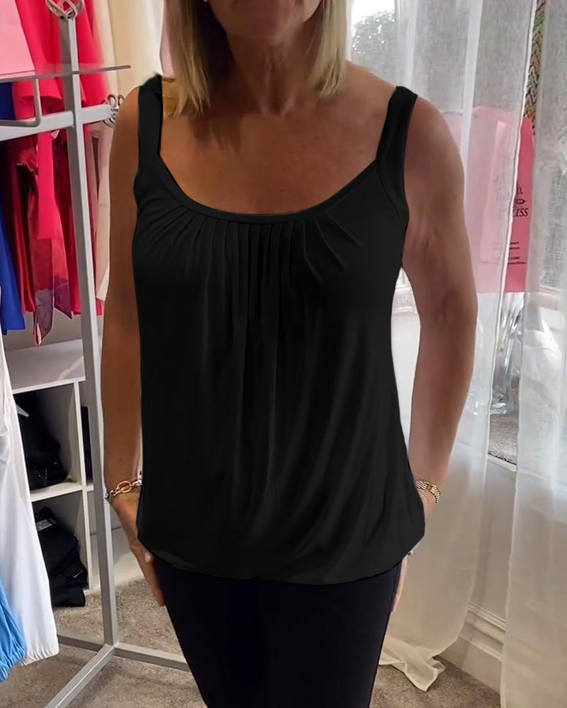 Casual mouwloze top met plooi