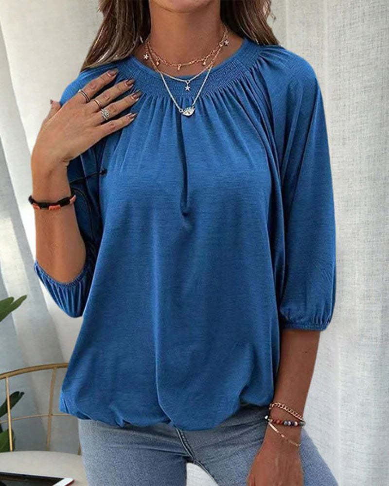 Laluna® | T-shirt met ronde hals en 3/4-mouwen