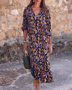 Laluna® | V-hals jurk met retroprint