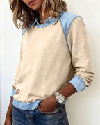 Blouse met modieuze revers en lange mouwen