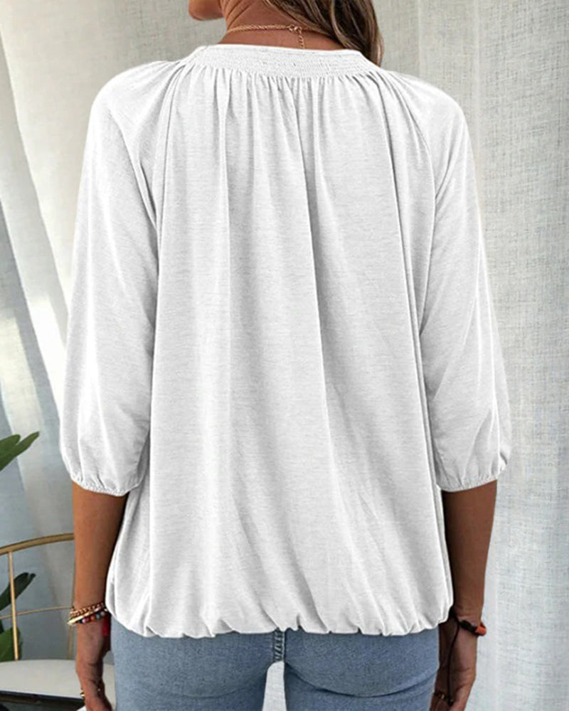 Laluna® | T-shirt met ronde hals en 3/4-mouwen