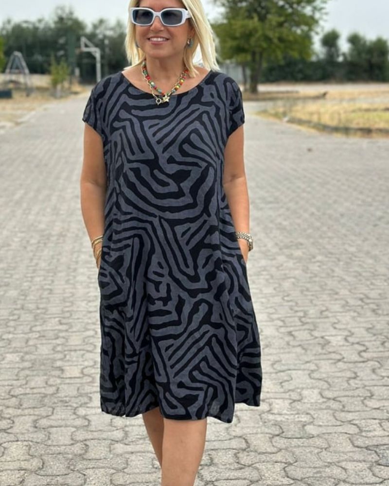 Laluna® | Zomer jurk met ronde hals en mooie print