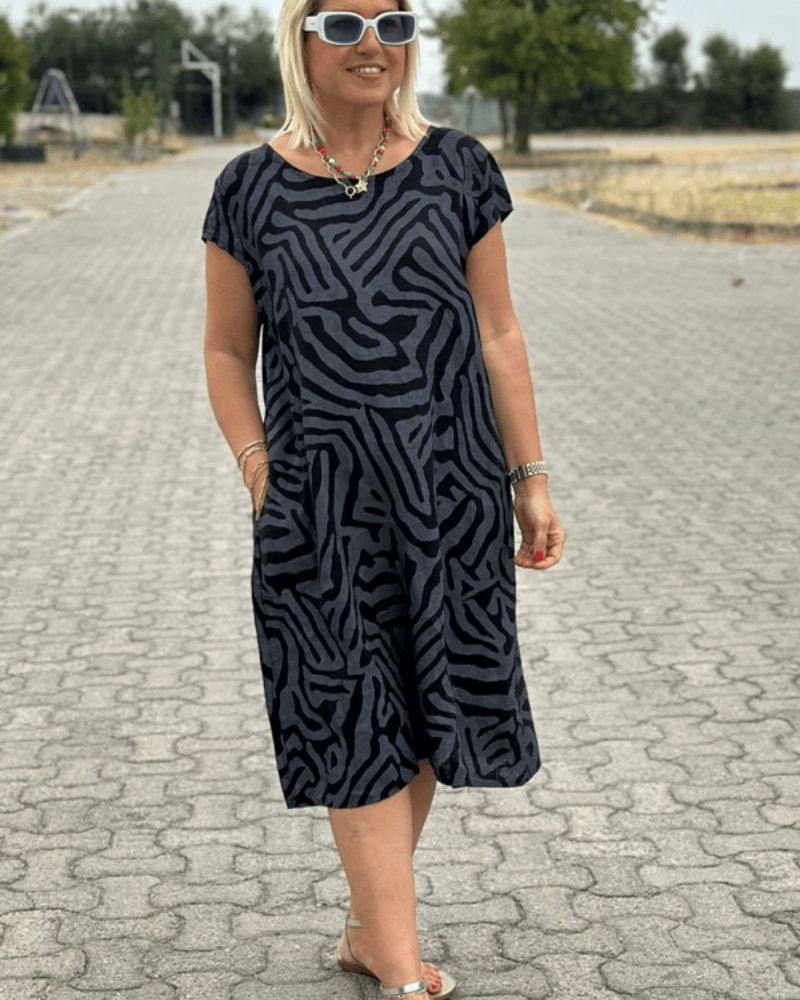 Laluna® | Zomer jurk met ronde hals en mooie print