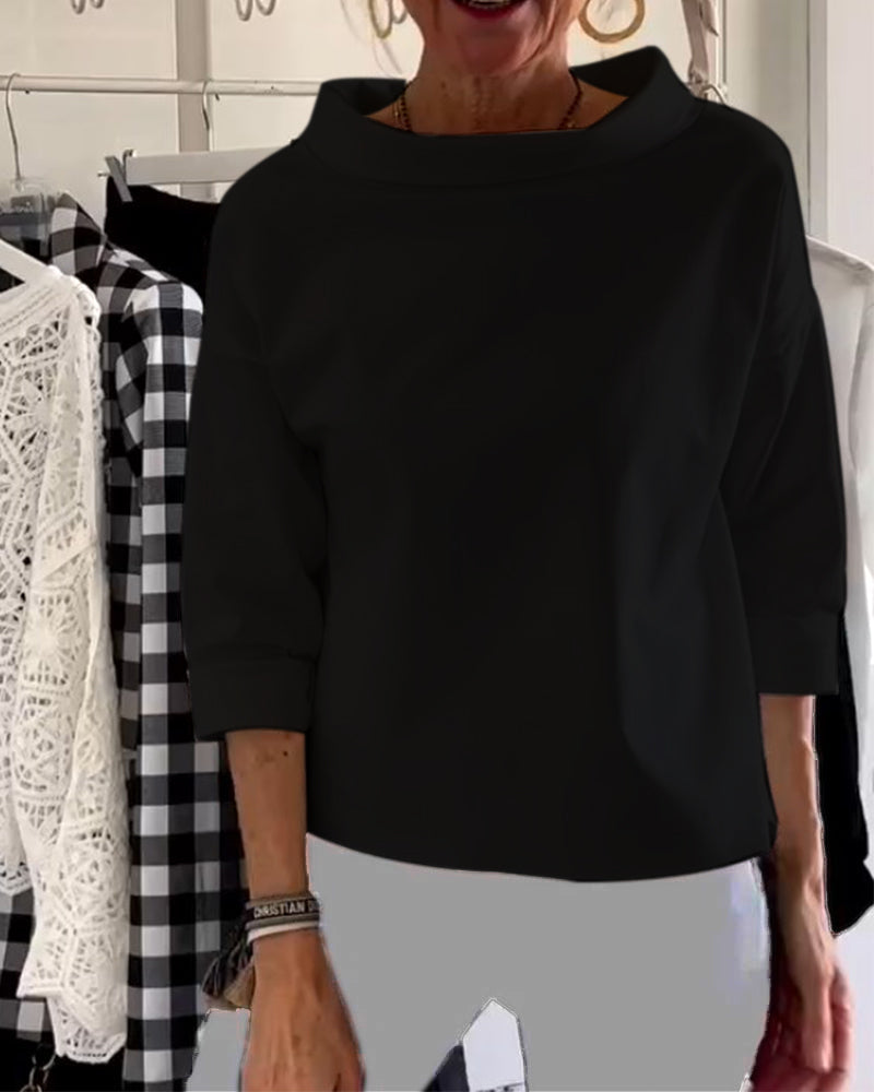 Laluna® | Casual top met effen revers