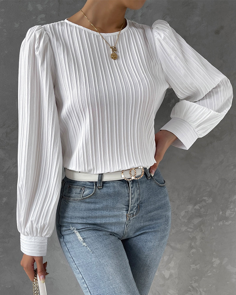 Laluna® | Lantaarnmouwen Effen Blouse