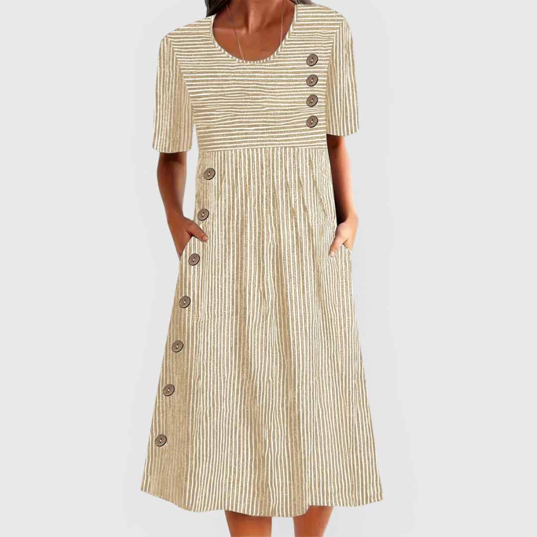 Julia | Gestreepte Midi Jurk