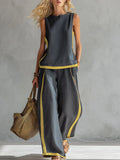 Petra | Gilet en Broek Ensemble Chic-Casual met Tweekleurige Afwerking