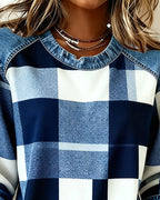 Laluna® | Trui met Ruit Patchwork en Contrastkleur
